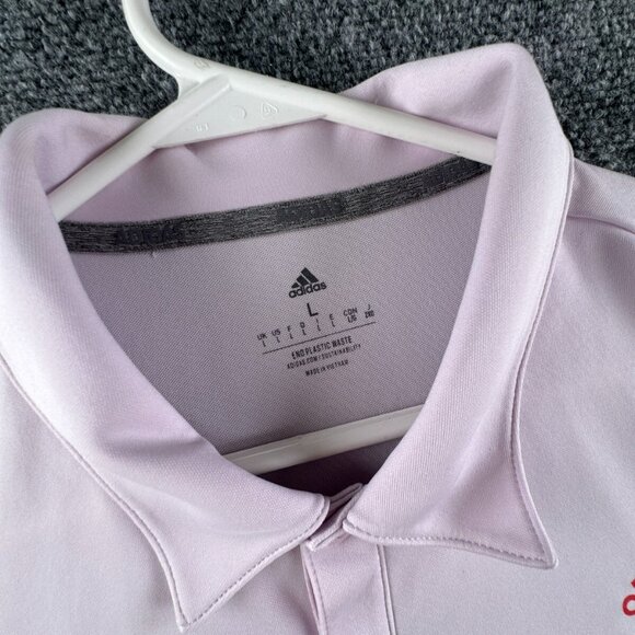 Adidas Pink Print Short Sleeve Polo Shirt Large Pullover Golf W/ Logo Stretch - Picture 6 of 15